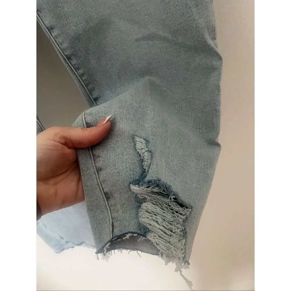Good American Good Classic Jeans High Rise Skinny Fit Light Wash Distressed Size - Picture 3 of 6